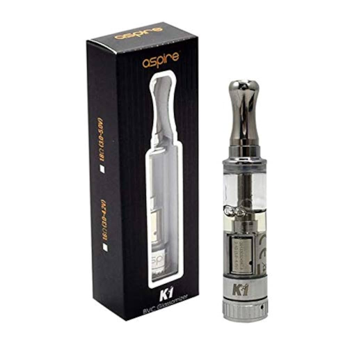 Aspire K1 electronic cigarette with packaging on a white background