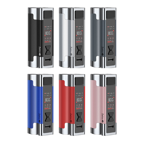 Multiple Zelos X vape devices in various colors.